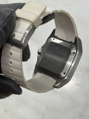 33mm Unisex Cartier Santos 100 White Steel and Rubber W201229U2 Watch