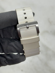 33mm Unisex Cartier Santos 100 White Steel and Rubber W201229U2 Watch