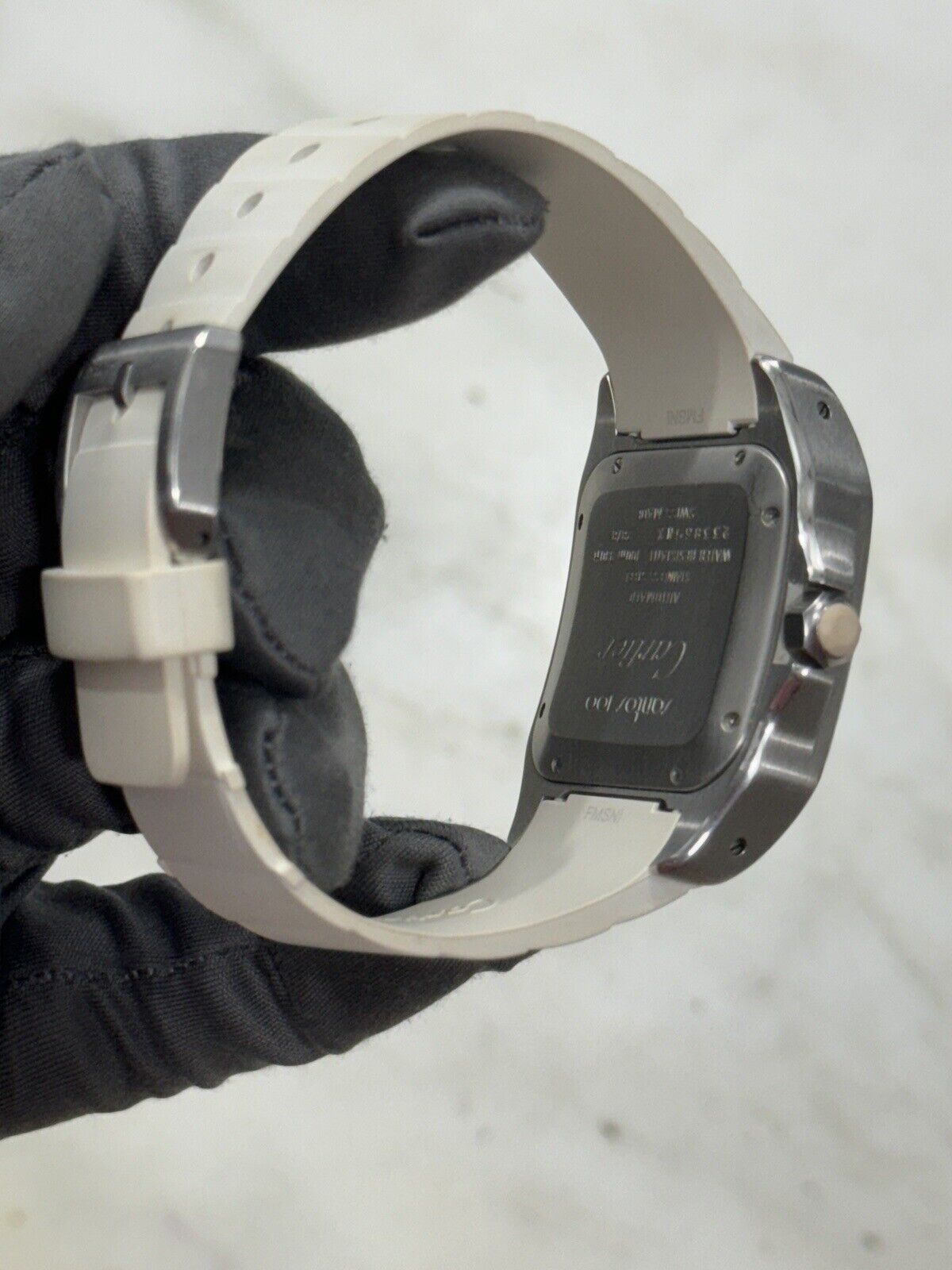 33mm Unisex Cartier Santos 100 White Steel and Rubber W201229U2 Watch