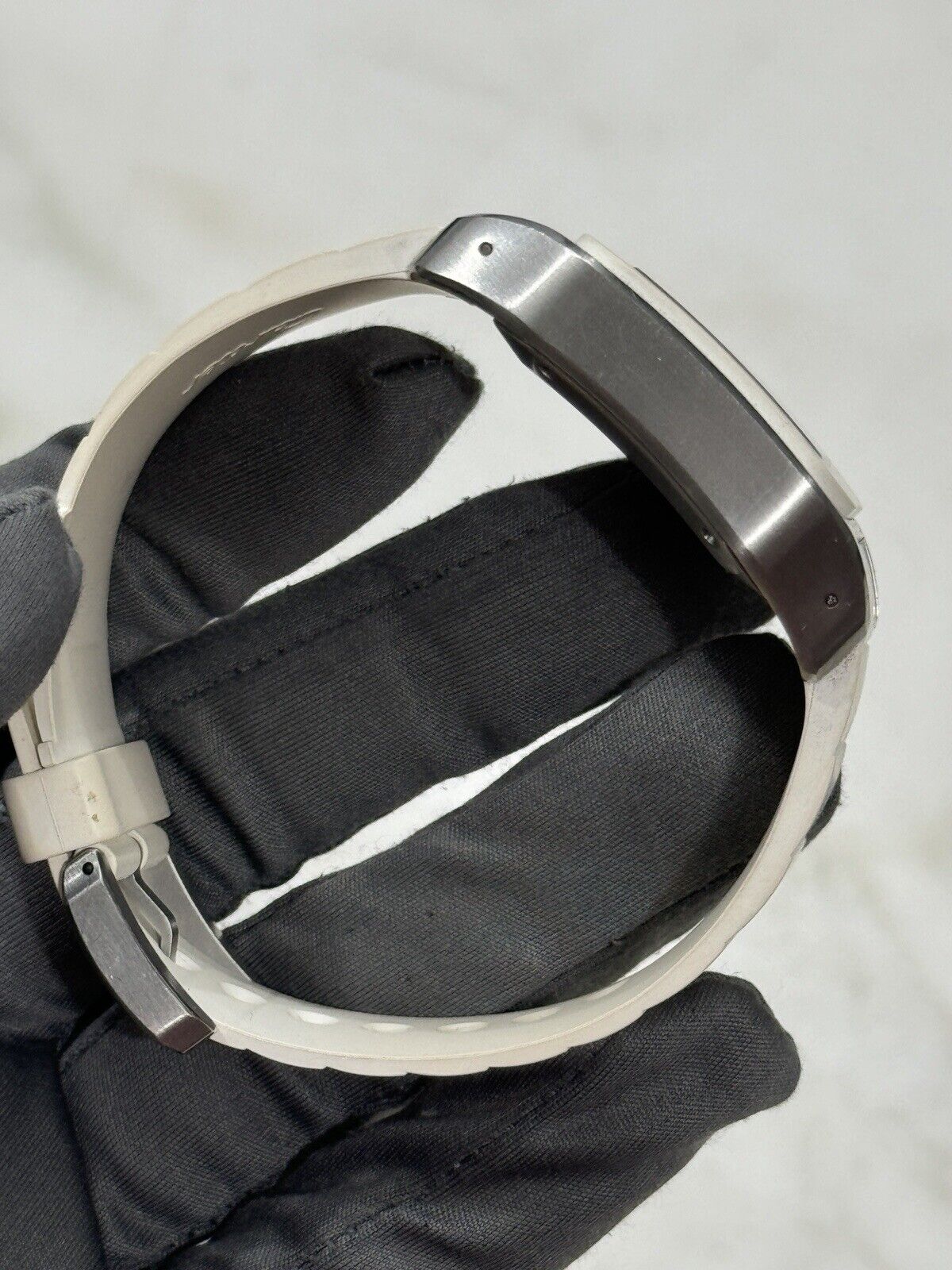 33mm Unisex Cartier Santos 100 White Steel and Rubber W201229U2 Watch