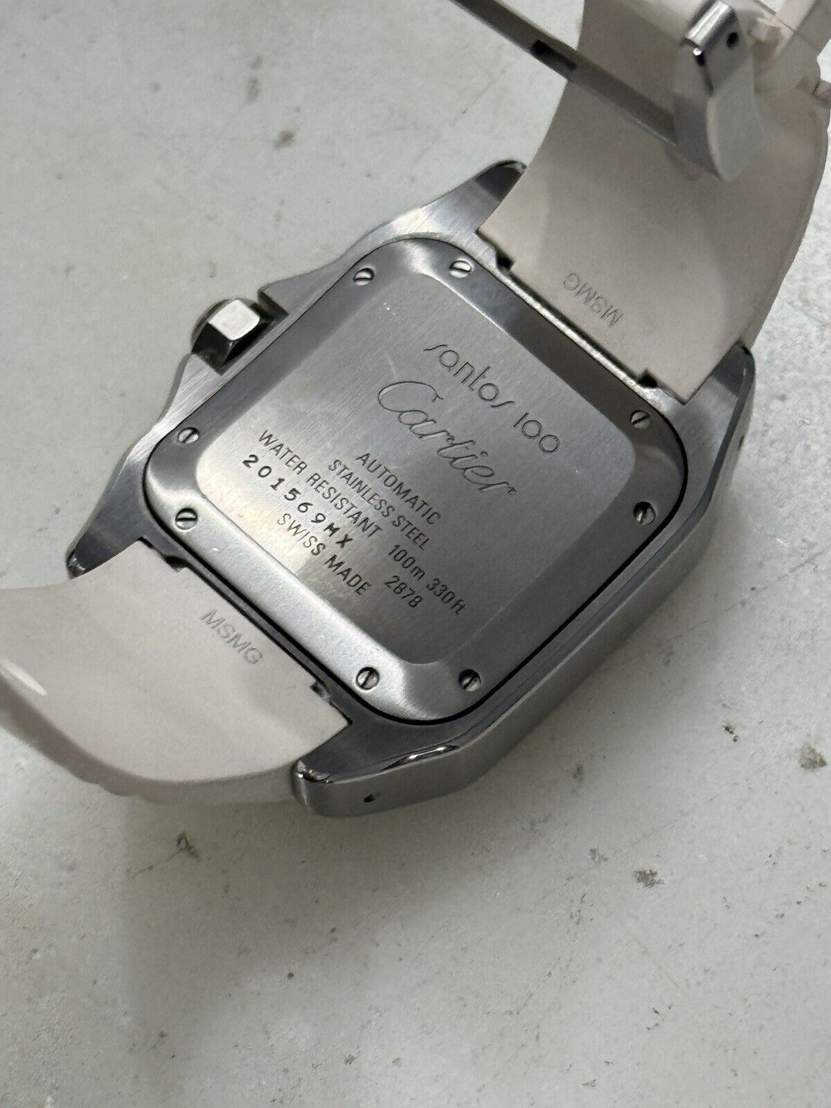 Unisex Cartier Santos 100 33mm White Steel Rubber Automatic W201229U2