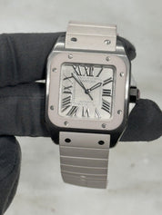 Unisex Cartier Santos 100 33mm White Steel Rubber Automatic W201229U2