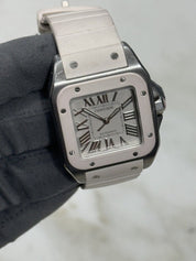 Unisex Cartier Santos 100 33mm White Steel Rubber Automatic W201229U2