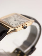 Mens Silver Dial Cartier Santos Dumont 18k Rose Gold Quartz W2009251