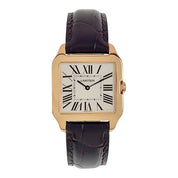 Mens Silver Dial Cartier Santos Dumont 18k Rose Gold Quartz W2009251