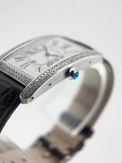 Cartier Tank Americaine 26mm 18k White Gold Diamond Bezel W2603256