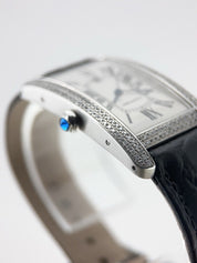 Cartier Tank Americaine 26mm 18k White Gold Diamond Bezel W2603256