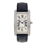 Cartier Tank Americaine 26mm 18k White Gold Diamond Bezel W2603256