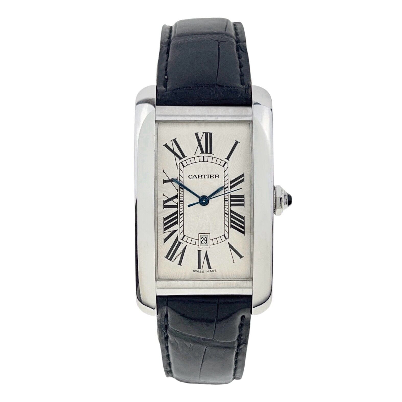 Mens Cartier Tank Américaine Large 18k White Gold Automatic W2603256