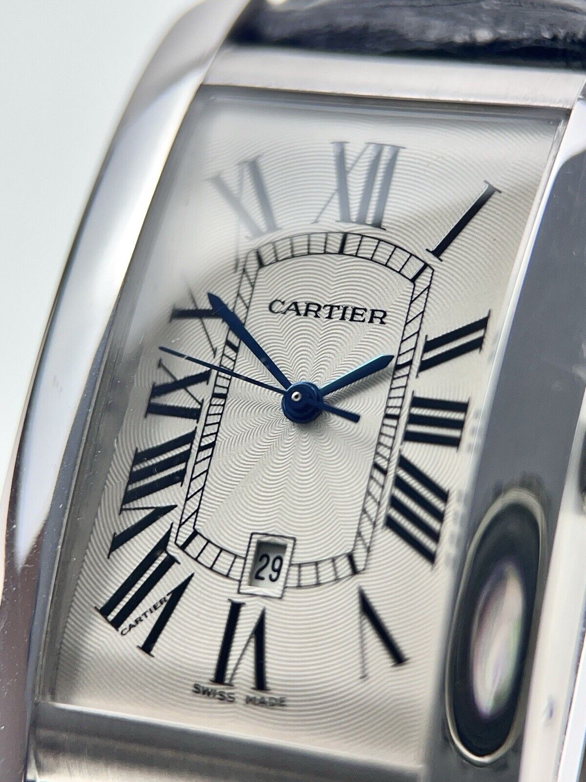 Mens Cartier Tank Américaine Large 18k White Gold Automatic W2603256