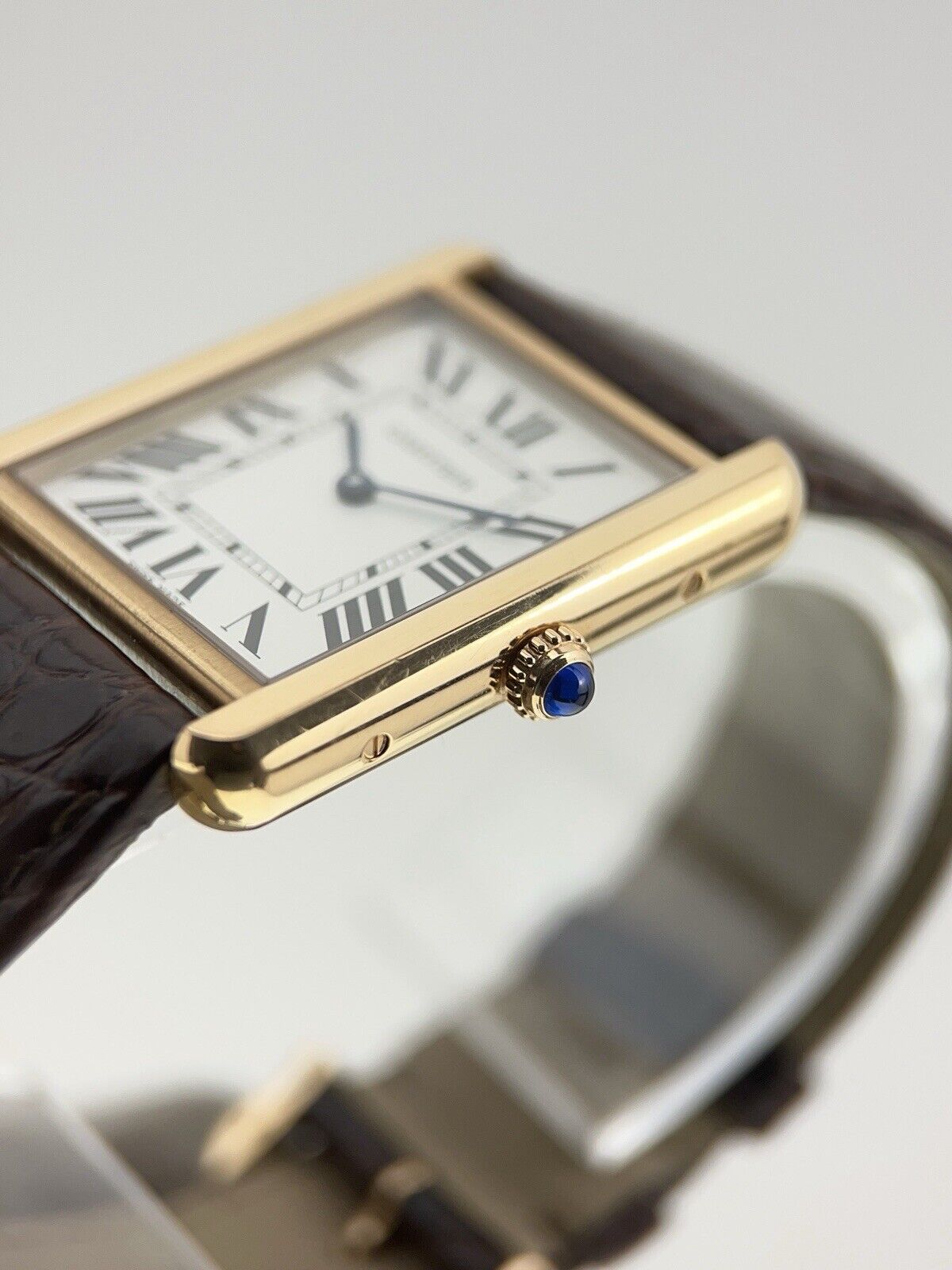 Cartier Tank Solo 18k Rose Gold 27mm Quartz Brown Strap W5200025 Watch