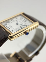 Cartier Tank Solo 18k Rose Gold 27mm Quartz Brown Strap W5200025 Watch