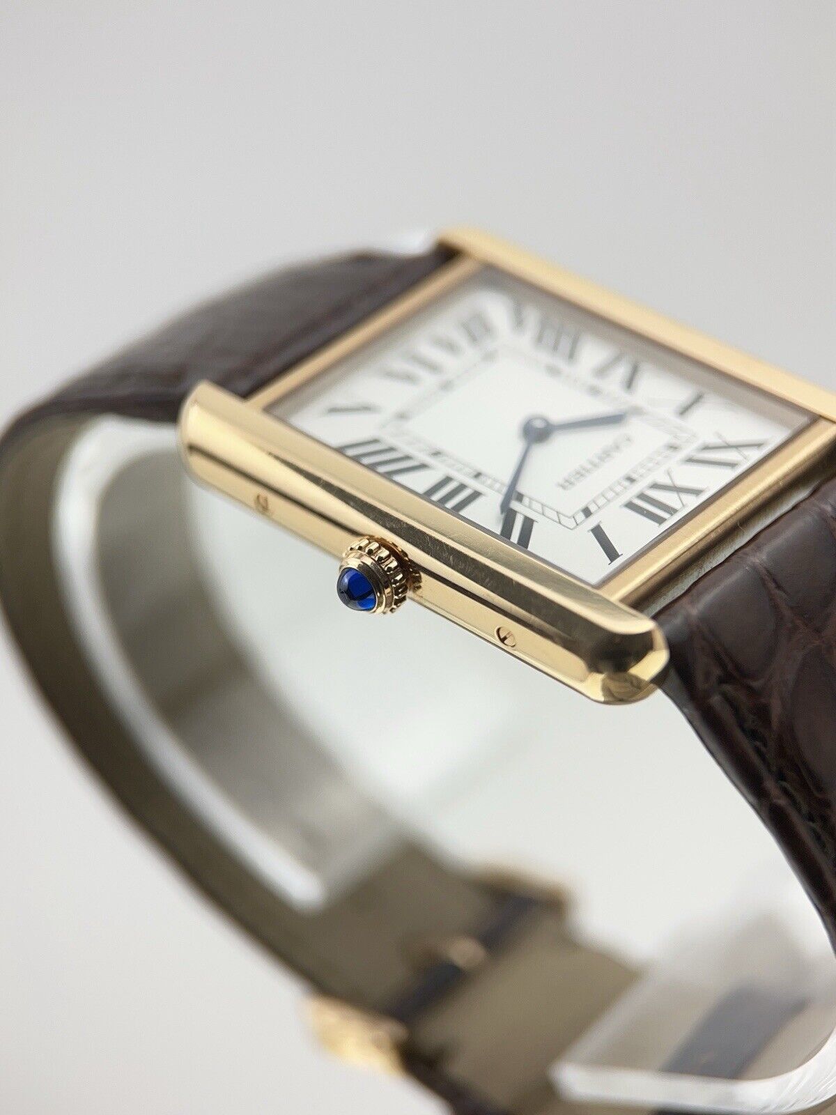 Cartier Tank Solo 18k Rose Gold 27mm Quartz Brown Strap W5200025 Watch