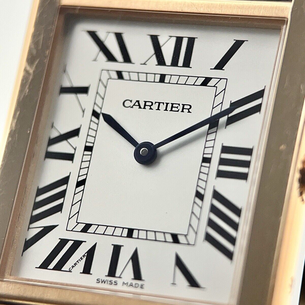 Cartier Tank Solo 18k Rose Gold 27mm Quartz Brown Strap W5200025 Watch