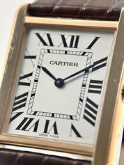 Cartier Tank Solo 18k Rose Gold 27mm Quartz Brown Strap W5200025 Watch