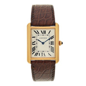 Cartier Tank Solo 18k Rose Gold 27mm Quartz Brown Strap W5200025 Watch