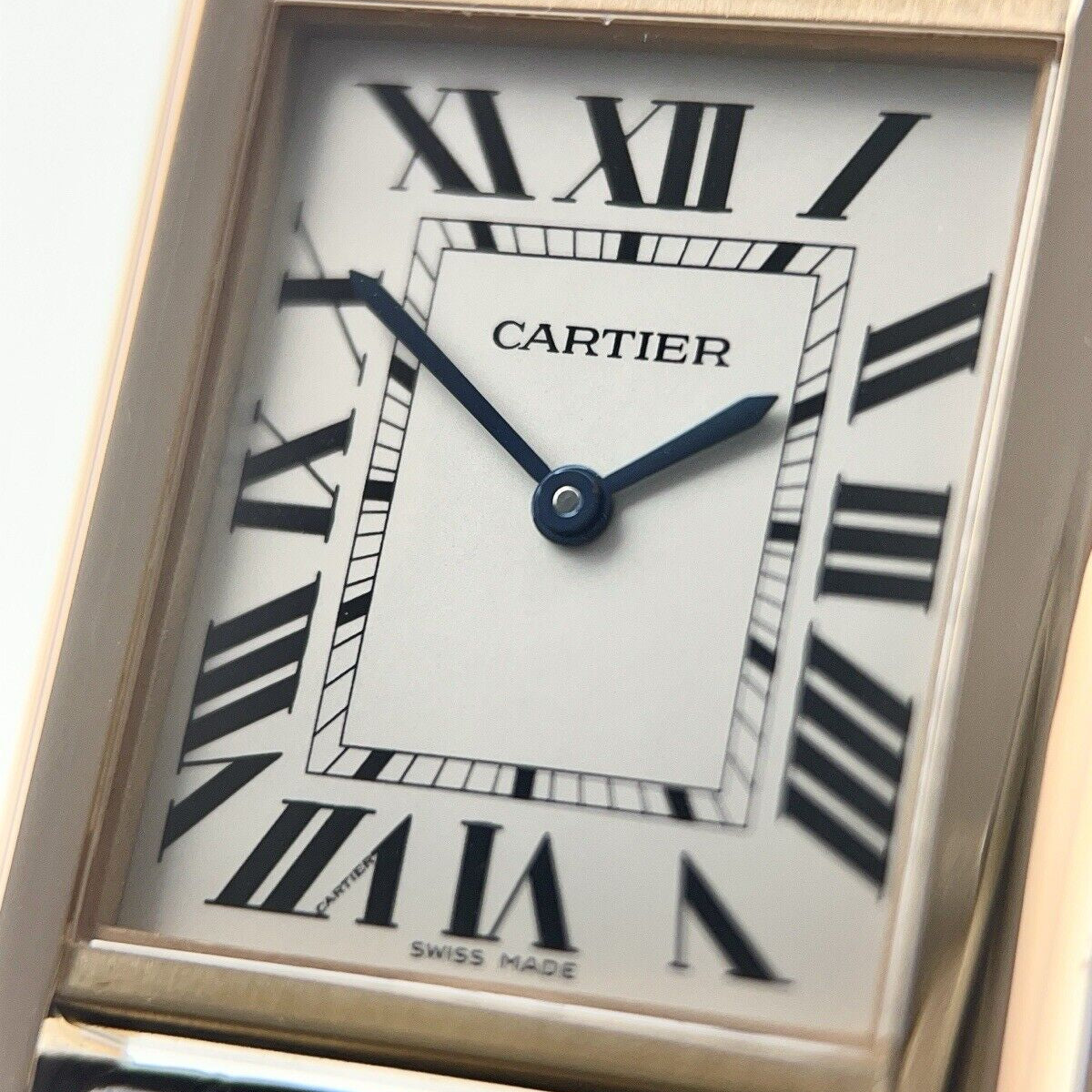 34mm Cartier Tank Solo 18k Rose Gold Quartz 3167 Silver Dial Watch