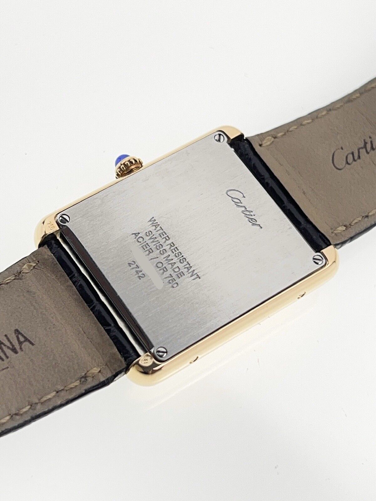 27mm Cartier Tank Solo 18k Yellow Gold 2742 Silver Dial Watch
