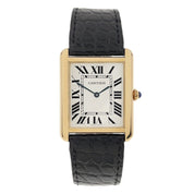 27mm Cartier Tank Solo 18k Yellow Gold 2742 Silver Dial Watch