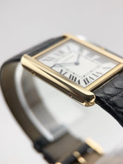 27mm Cartier Tank Solo 18k Yellow Gold 2742 Silver Dial Watch