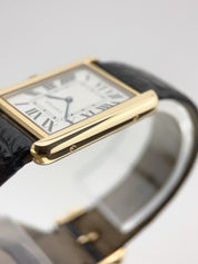 27mm Cartier Tank Solo 18k Yellow Gold 2742 Silver Dial Watch