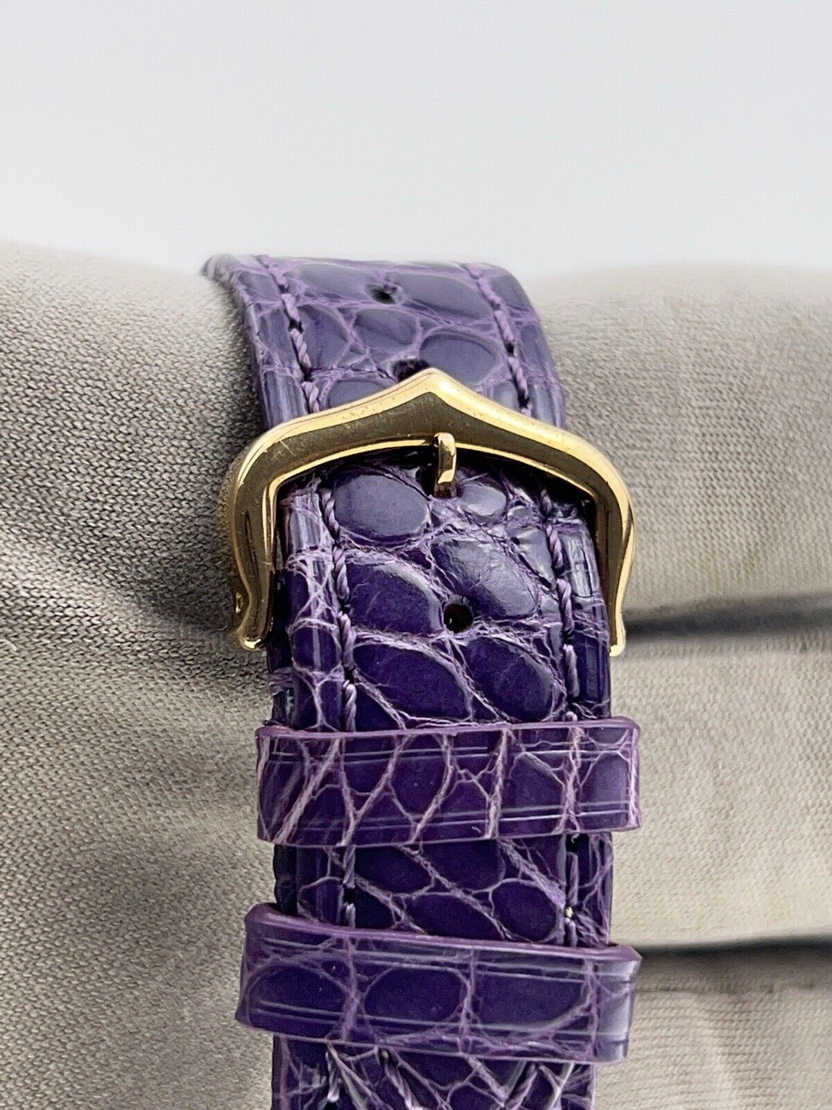 Cartier Tank Solo 18k Yellow Gold and Steel 24mm Women Purple Strap 2743