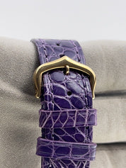 Cartier Tank Solo 18k Yellow Gold and Steel 24mm Women Purple Strap 2743