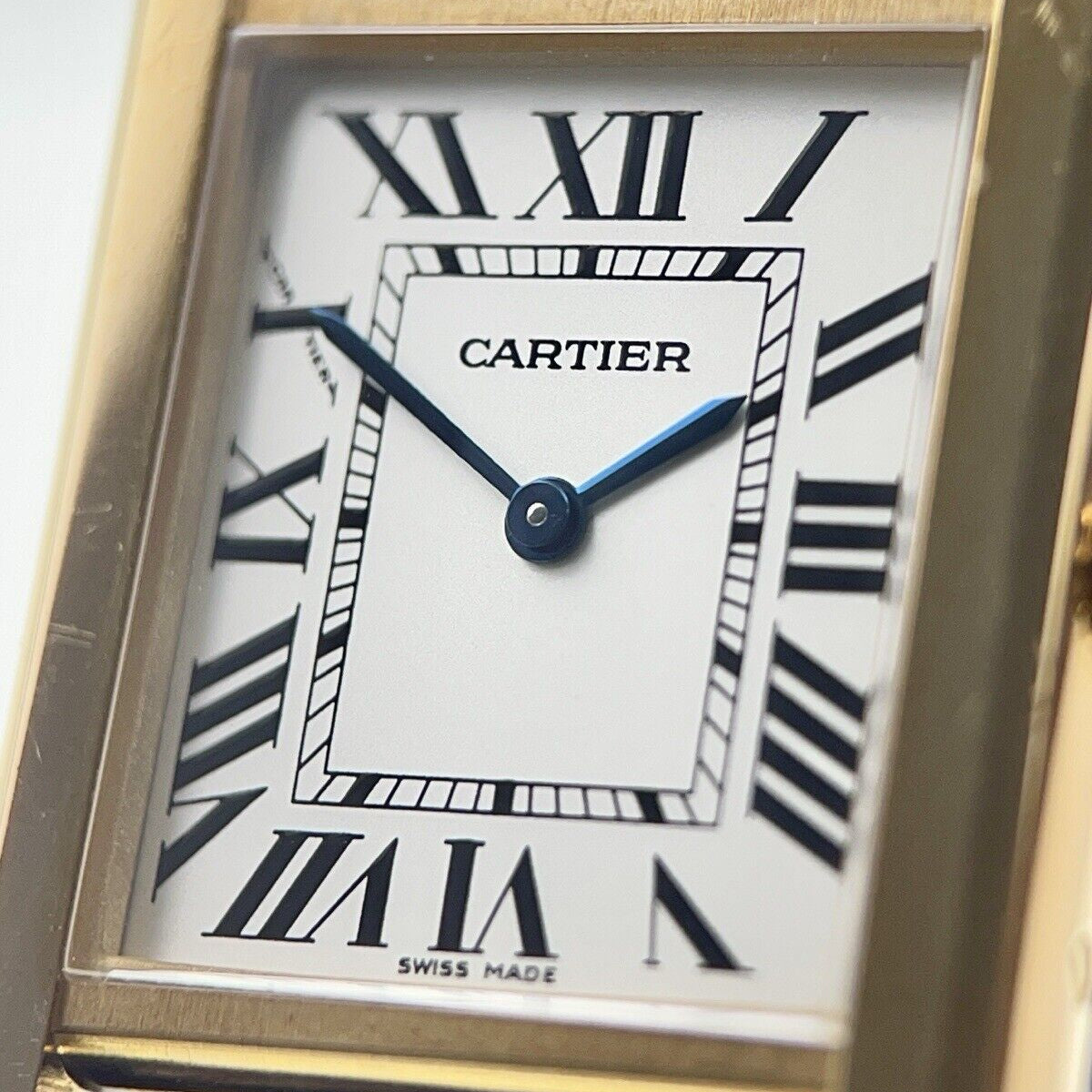 Cartier Tank Solo 18k Yellow Gold and Steel 24mm Women Purple Strap 2743