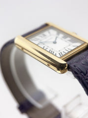 Cartier Tank Solo 18k Yellow Gold and Steel 24mm Women Purple Strap 2743