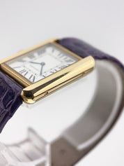 Cartier Tank Solo 18k Yellow Gold and Steel 24mm Women Purple Strap 2743