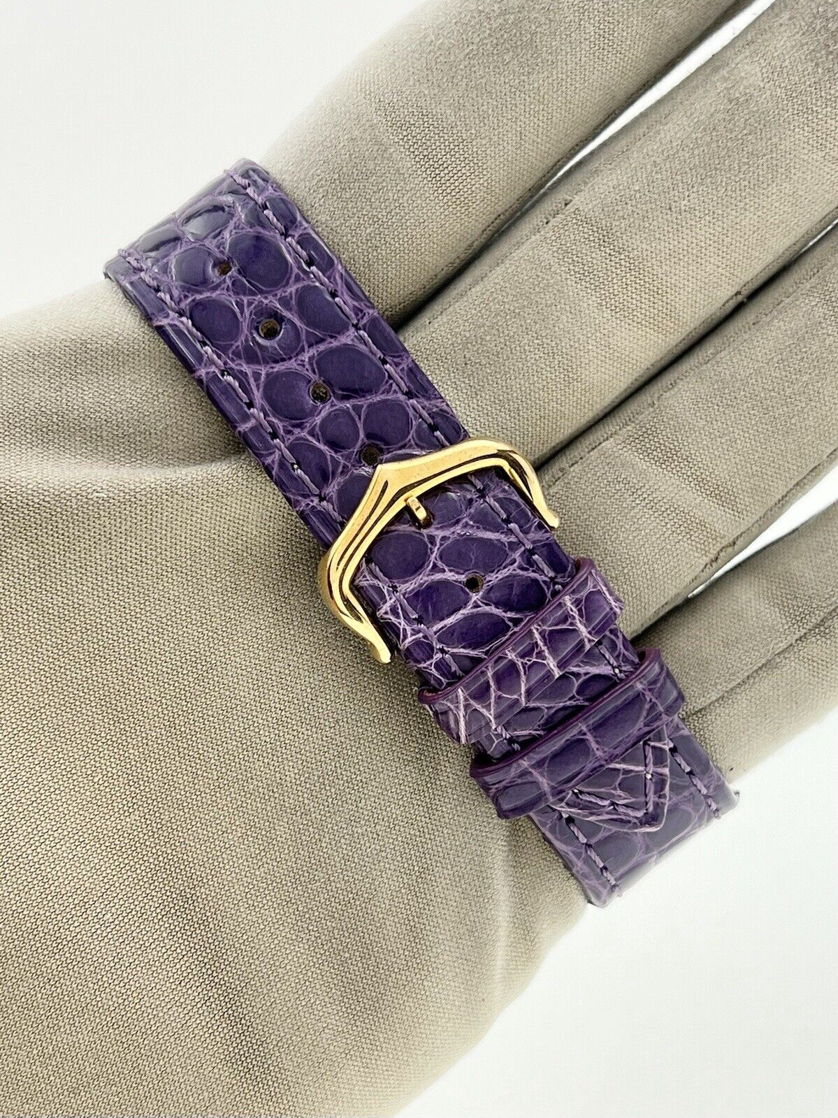 Cartier Tank Solo 18k Yellow Gold and Steel 24mm Women Purple Strap 2743