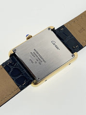 Cartier Tank Solo 27mm Yellow Gold Steel Quartz Blue Strap W1018855