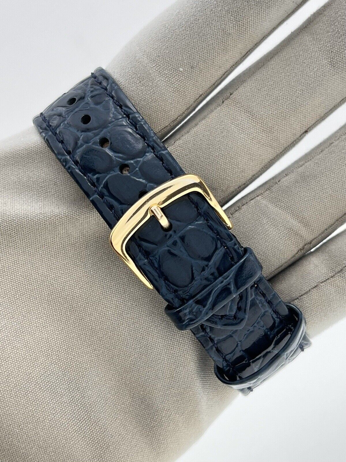 Cartier Tank Solo 27mm Yellow Gold Steel Quartz Blue Strap W1018855