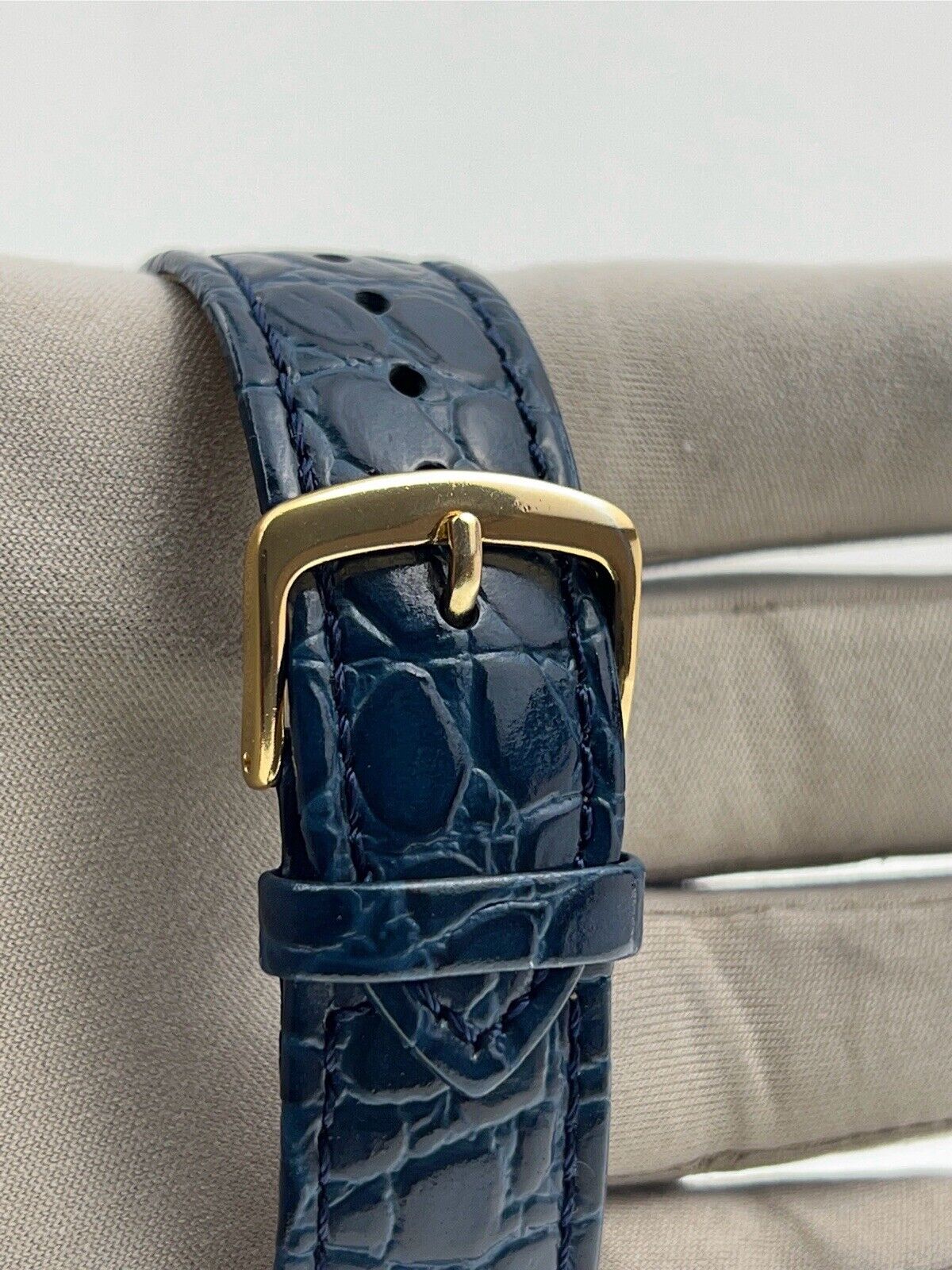 Cartier Tank Solo 27mm Yellow Gold Steel Quartz Blue Strap W1018855
