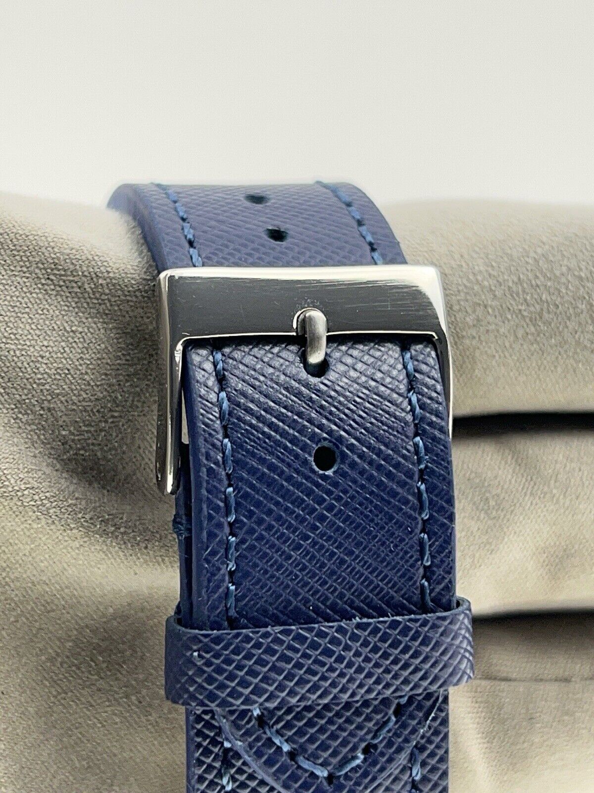 Cartier Tank Solo 31mm Stainless Steel Blue Strap Silver Dial 3800 Watch