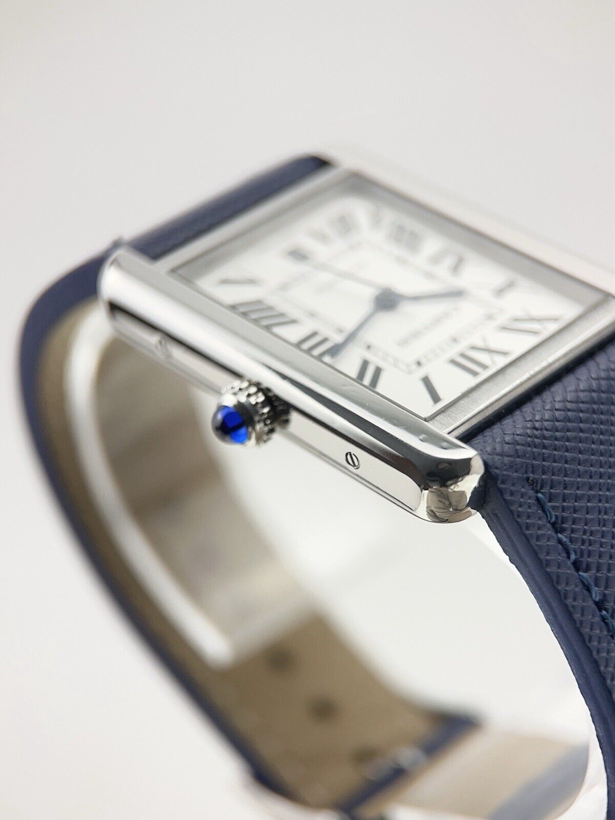Cartier Tank Solo 31mm Stainless Steel Blue Strap Silver Dial 3800 Watch