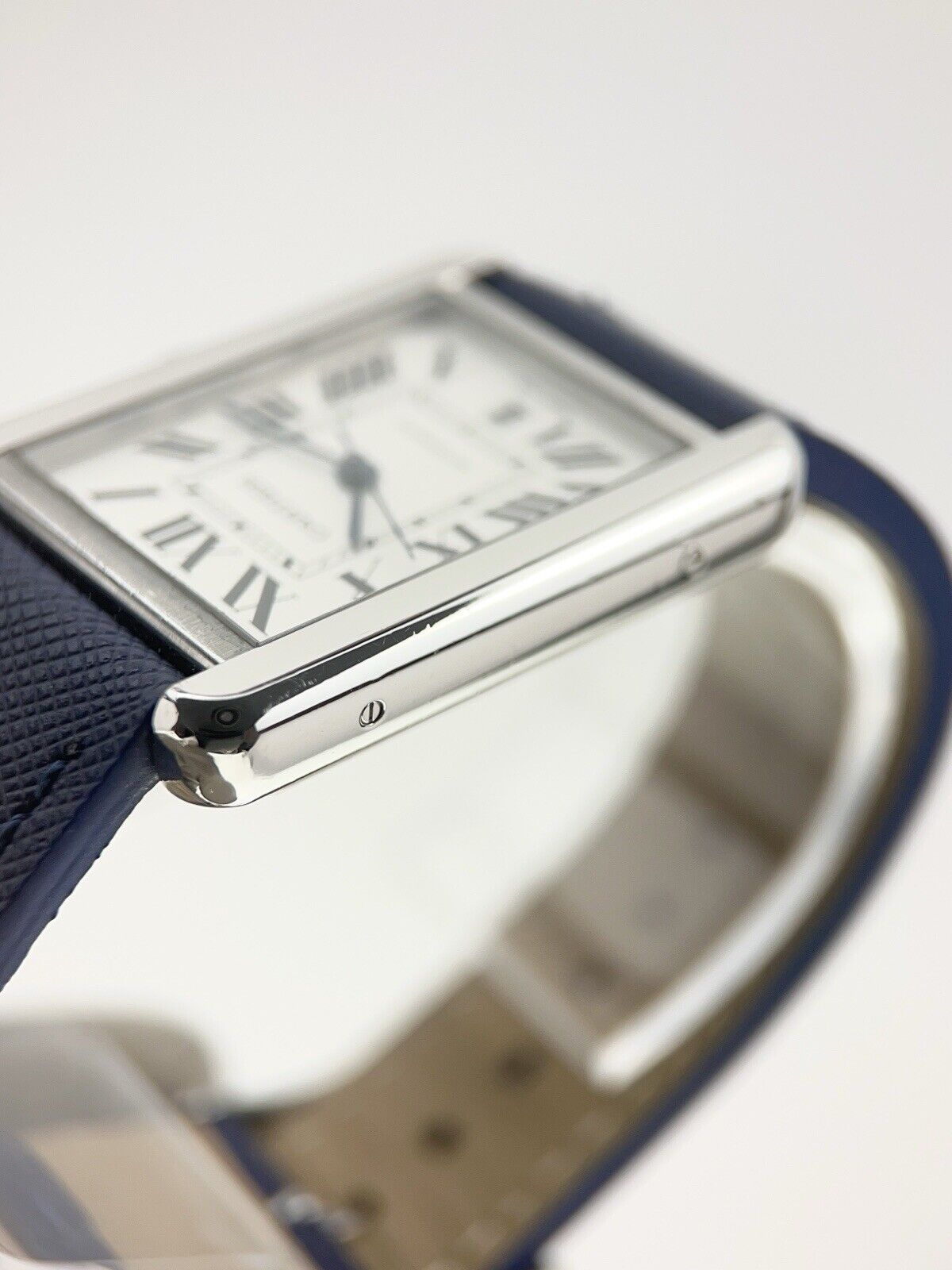 Cartier Tank Solo 31mm Stainless Steel Blue Strap Silver Dial 3800 Watch