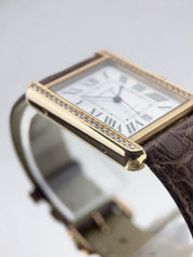 Diamond Bezel Cartier Tank Solo XL 31mm 18k Rose Gold and Steel 3514