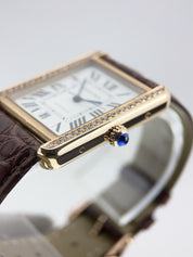 Diamond Bezel Cartier Tank Solo XL 31mm 18k Rose Gold and Steel 3514