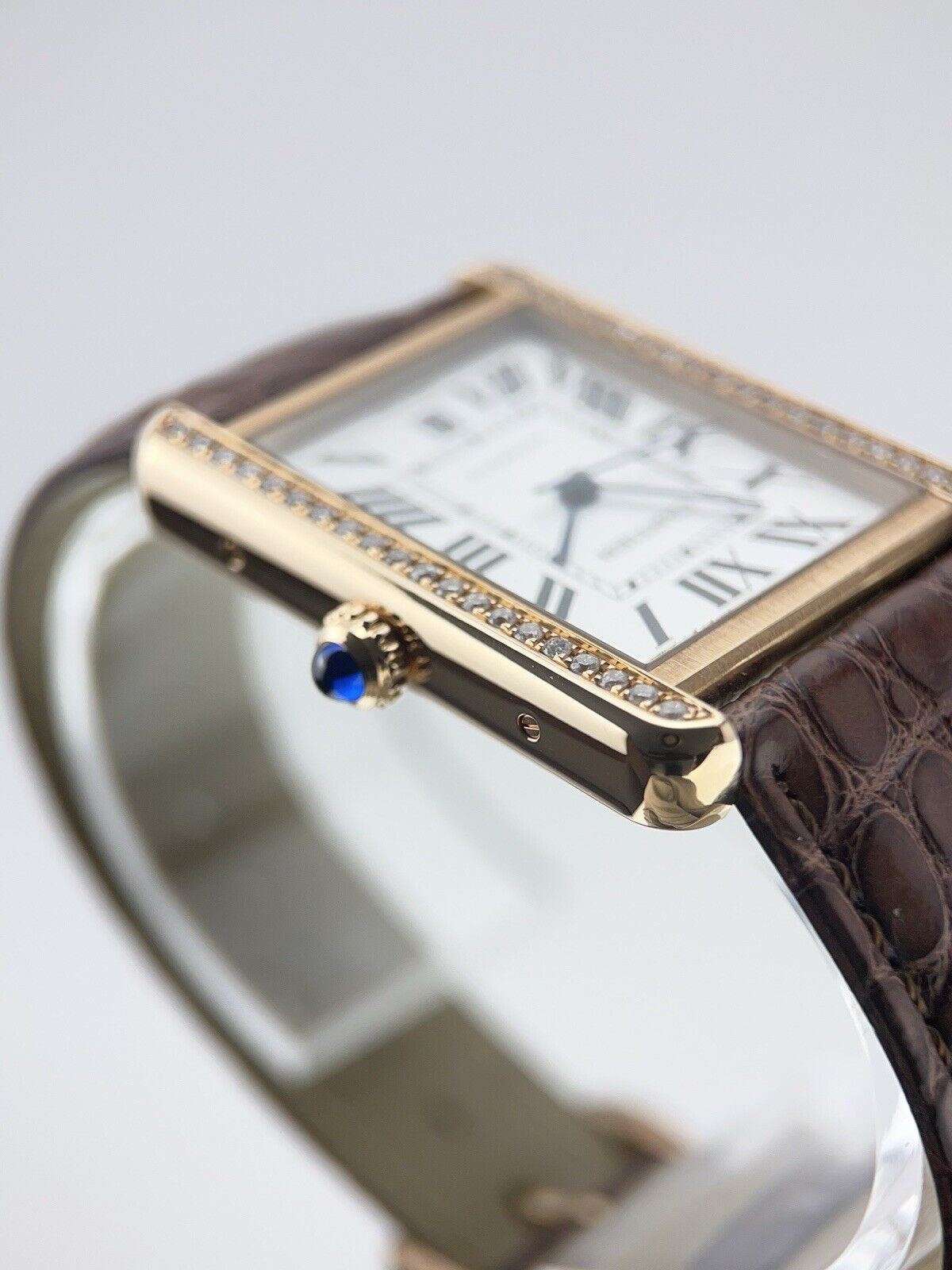 Diamond Bezel Cartier Tank Solo XL 31mm 18k Rose Gold and Steel 3514