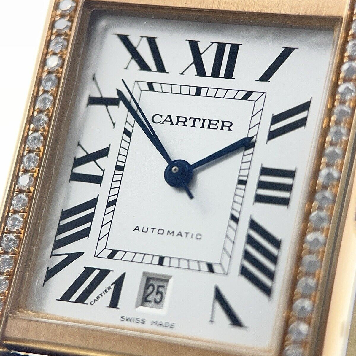 Diamond Bezel Cartier Tank Solo XL 31mm 18k Rose Gold and Steel 3514