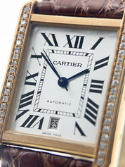 Diamond Bezel Cartier Tank Solo XL 31mm 18k Rose Gold and Steel 3514