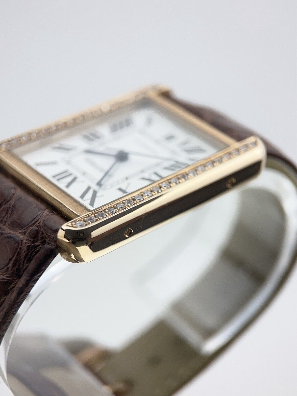Diamond Bezel Cartier Tank Solo XL 31mm 18k Rose Gold and Steel 3514