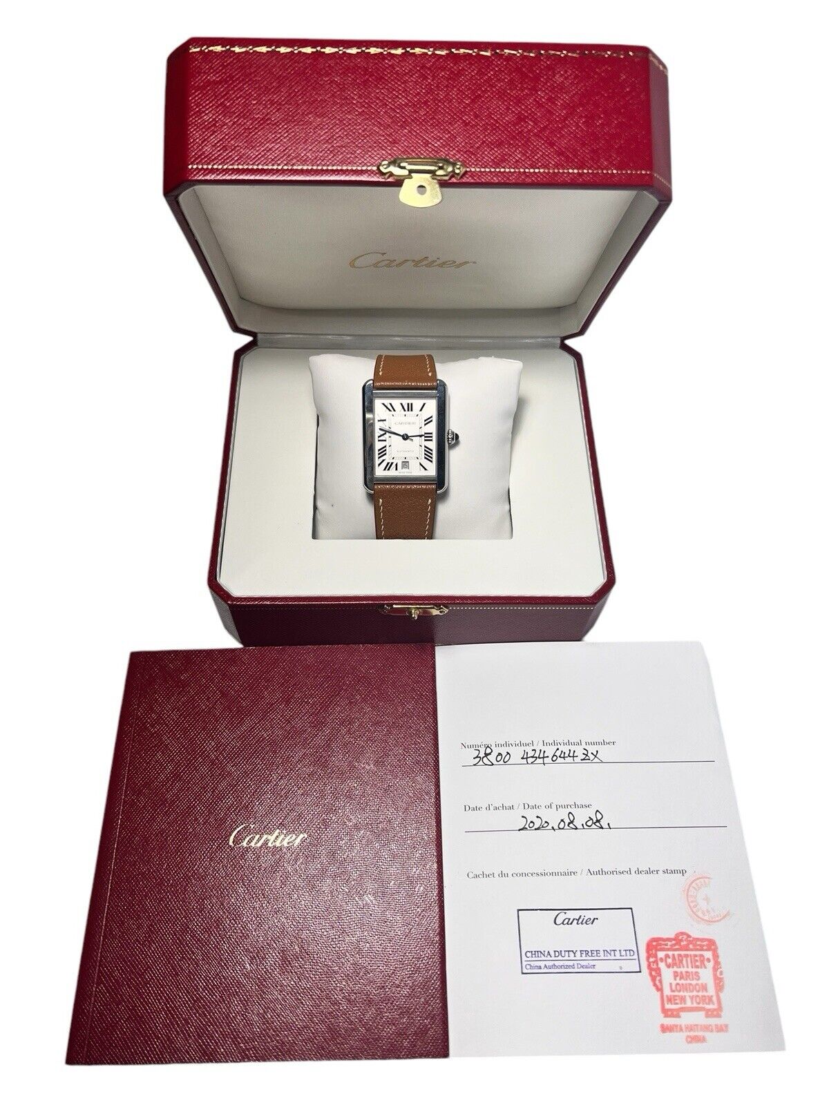Cartier Tank Solo XL 31mm Stainless Steel Brown Leather Strap WSTA0029