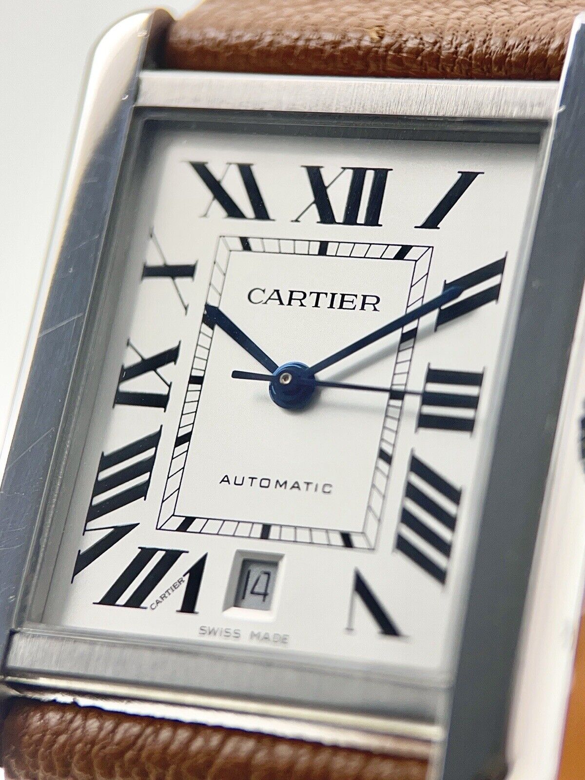 Cartier Tank Solo XL 31mm Stainless Steel Brown Leather Strap WSTA0029