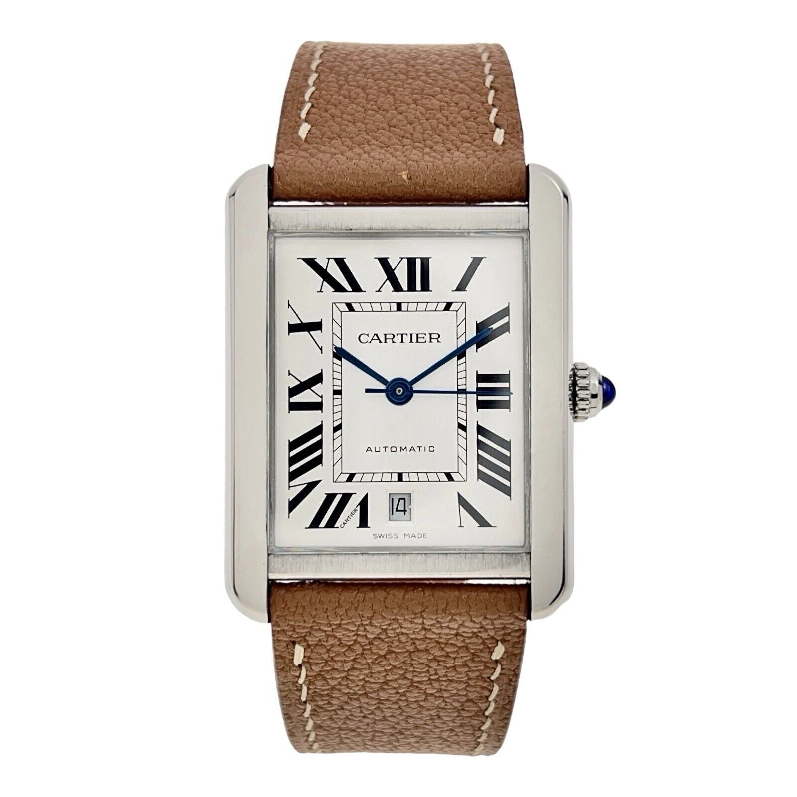 Cartier Tank Solo XL 31mm Stainless Steel Brown Leather Strap WSTA0029