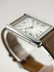 Cartier Tank Solo XL 31mm Stainless Steel Brown Leather Strap WSTA0029
