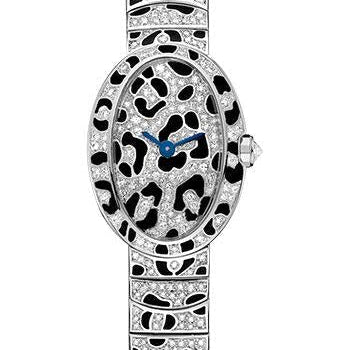 Cartier Mini Baignoire Panther Spots Watch - White Gold Diamond Case - Diamond Dial - Diamond Bracelet - HPI00704