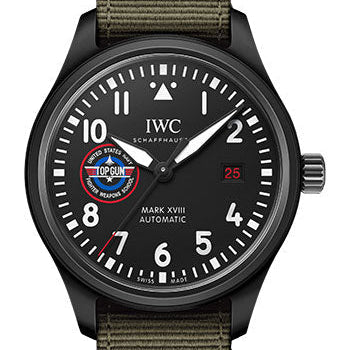IWC Pilot’s Watch Mark XVIII Top Gun Edition SFTI Watch - Ceramic Case - Black Dial - Green Textile Strap - IW324712