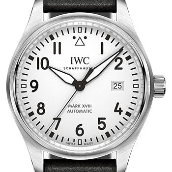 IWC Pilot's Watch Mark XVIII - 40.0 mm Stainless Steel Case - Silver Dial - Black Calfskin Strap - IW327012